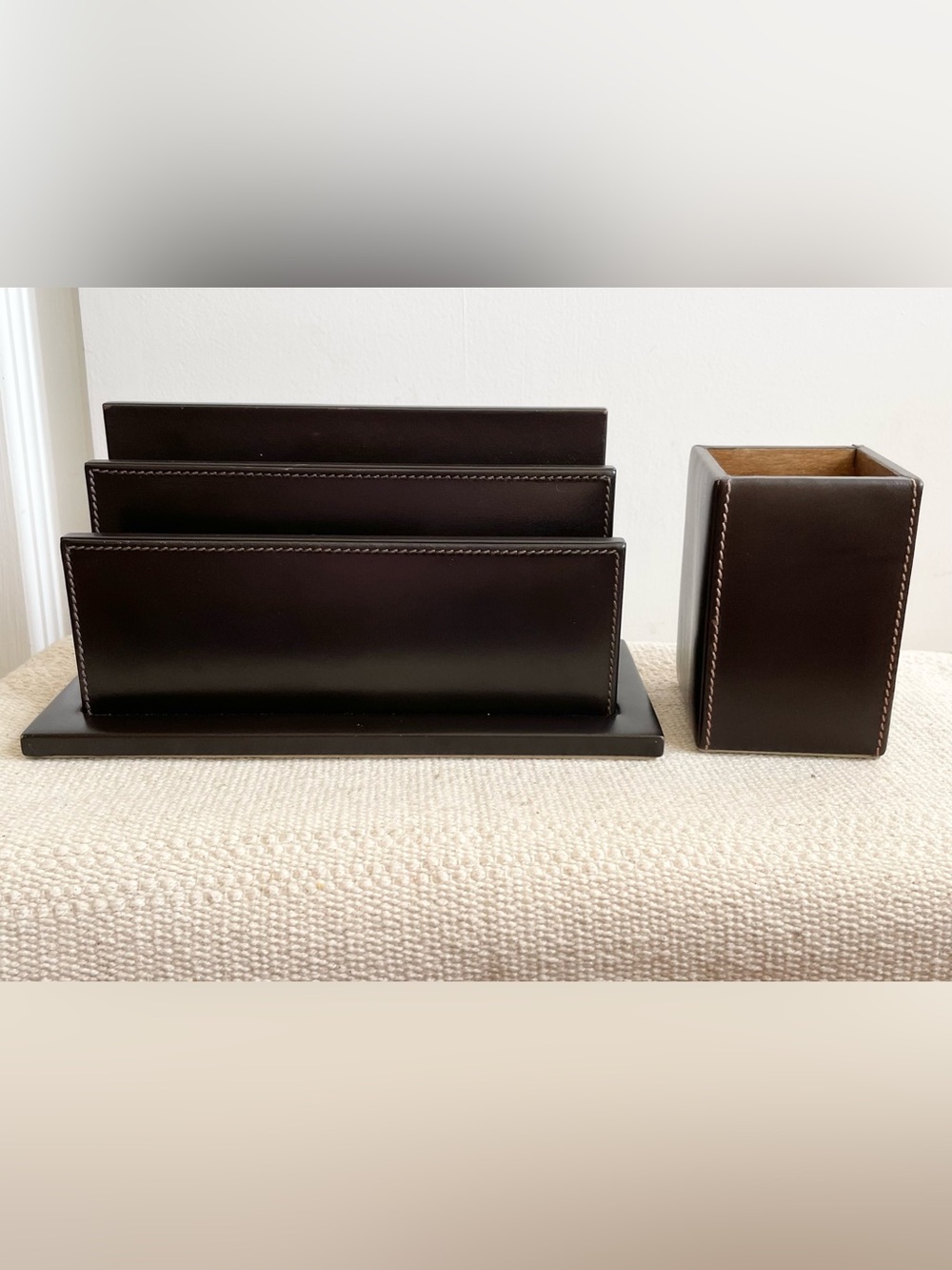T Anthony Leather Letter Paper Organizer And Leather Pen Box ITALY